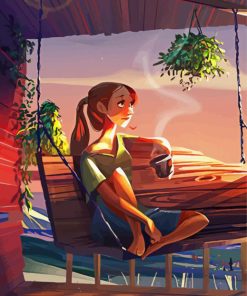 Girl Drinking Coffee Illustration Paint By Numbers