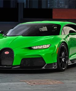 Green Bugatti Sport Car Paint By Numbers