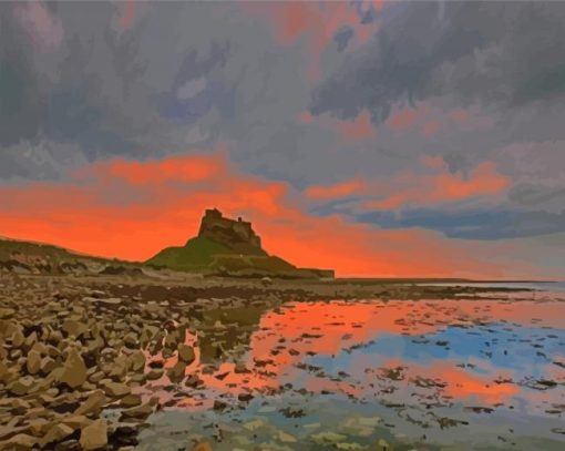 Holy Island Of Lindisfarne At Sunset Paint By Numbers