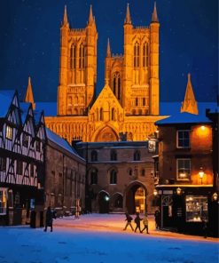 Lincoln Cathedral At Night Paint By Numbers