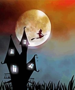 Moonlight Witch House Silhouette Paint By Number