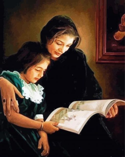 Mother Reading To her Daughter Paint By Numbers