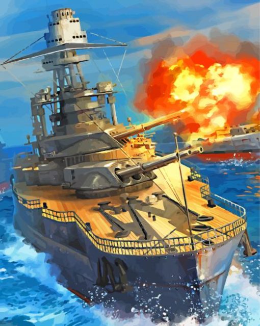 Naval Battle War Ships Paint By Numbers