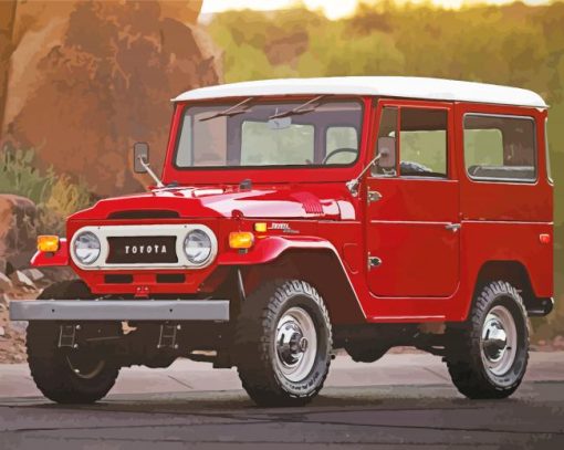 Red Vintage Land Cruiser Car Paint By Numbers