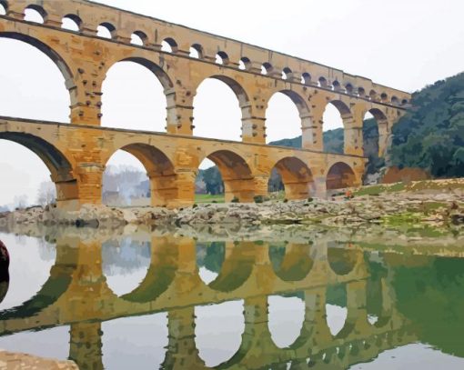 Roman Aqueduct Pont Du Gard Paint By Number