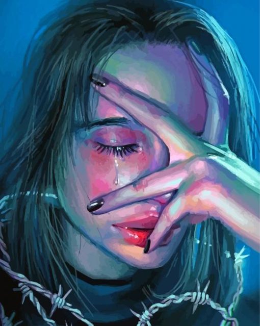 Sad Lady Crying Art Paint By Numbers