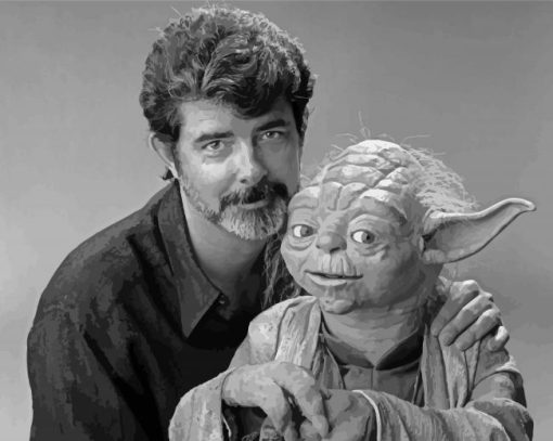 Yoda And George Lucas Black And White Paint By Numbers