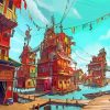 Aesthetic Floating Village Art Paint By Numbers