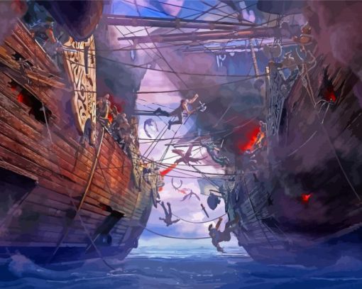 Aesthetic Pirate Ships In Battle Paint By Numbers