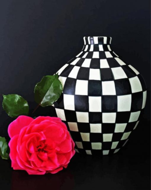 Aesthetic Checkered Vase Paint By Numbers