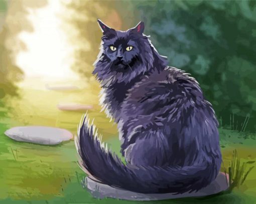 Aesthetic Fluffy Black Cat Paint By Numbers