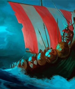 Aesthetic Viking Vessel Illustration Paint By Numbers