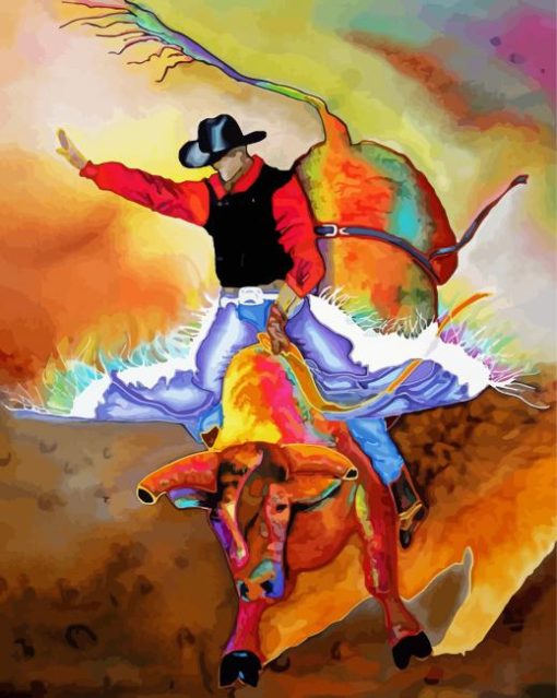 Bucking Bronco Art Illustration Paint By Numbers