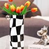 Checkered Vase And Tulips Flower Paint By Numbers