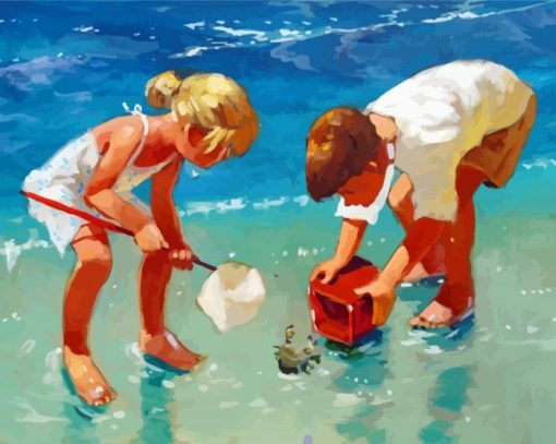 Children On Beach Art Paint By Number