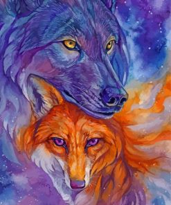 Cute Fox And Wolf Art Paint By Numbers