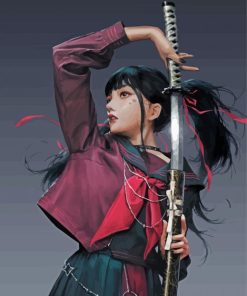 Cute Asian Sword Girl Paint By Numbers