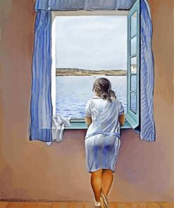 Girl Looking Out The Sea By Window Art Paint By Numbers