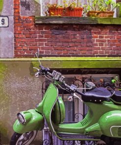 Green Moped Motorcycle Paint By Numbers