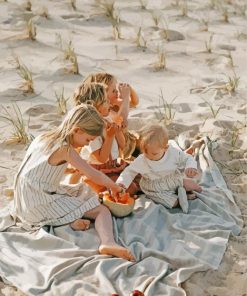 Kids On Beach Picnic Paint By Numbers