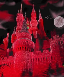 Red Castle And Full Moon Paint By Number