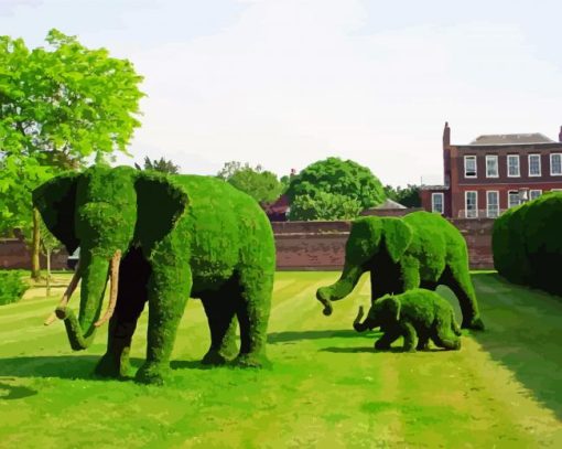 Topiary Elephants Paint By Number