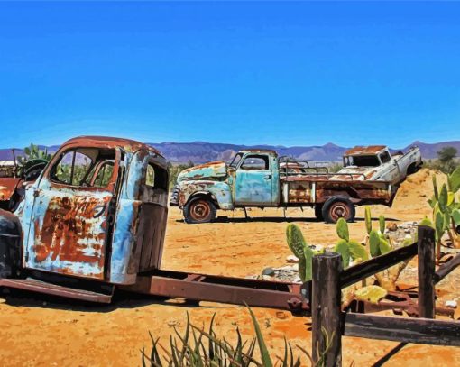 Vintage Rusty Trucks Paint By Number