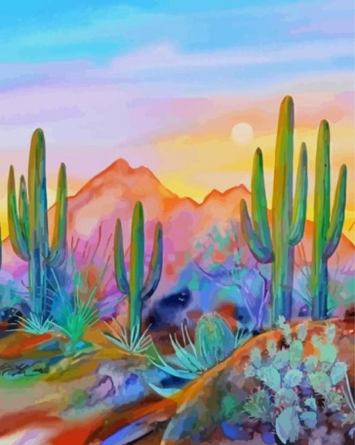 Watercolor Mexican Desert Art Paint By Number