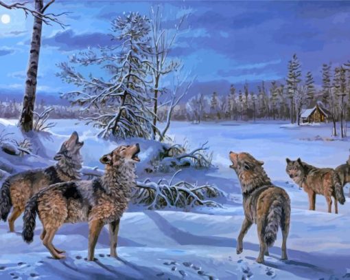 Wolves In The Snow Paint By Numbers