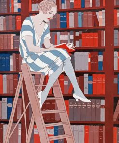 Woman In The Library Illustration Paint By Numbers