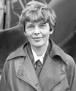 Amelia Earhart In Black And White Paint By Numbers