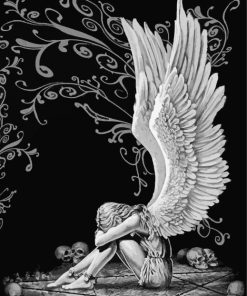 Black And White Gothic Angel Paint By Numbers