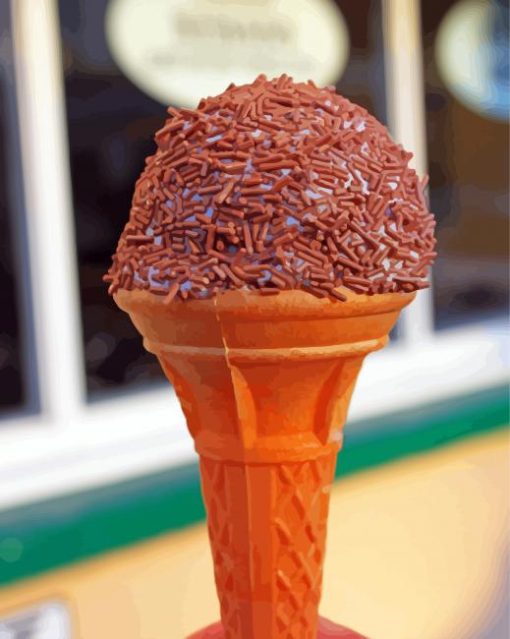 Chocolate Ice Cream Cone Sprinkles Paint By Numbers