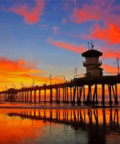 Huntington Beach Pier Sunset Paint By Numbers