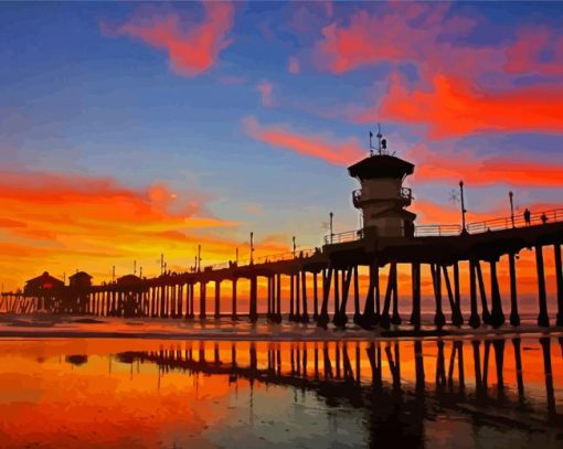 Huntington Beach Pier Sunset Paint By Numbers