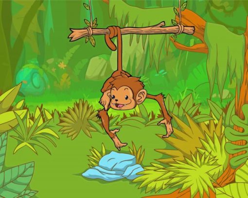 Jungle Monkey Cartoon Paint By Numbers