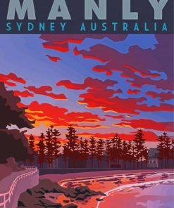 Manly Beach Sydney Australia Poster Paint By Numbers