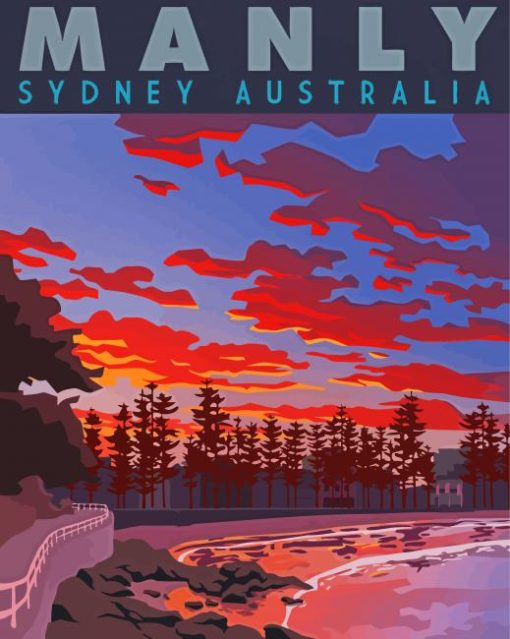 Manly Beach Sydney Australia Poster Paint By Numbers