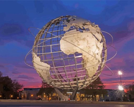 New York Queen Worlds Fair Globe Paint By Numbers