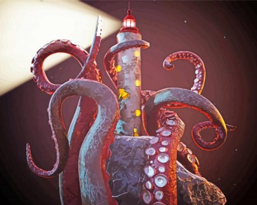 Octopus And Lighthouse Paint By Numbers