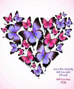 Purple And Pink Heart Of Butterflies Paint By Numbers