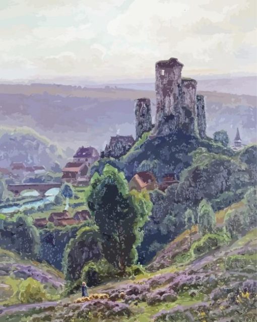 Ruines Du Chateau D Herisson By William Didier Pouget Paint By Numbers