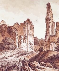Ruins Of The Chateau Of Becoiseau Near Mortcerf By Johann Georg Wille Paint By Numbers