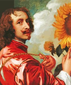 Self Portrait With A Sunflower By Antoine Van Dyck Paint By Numbers