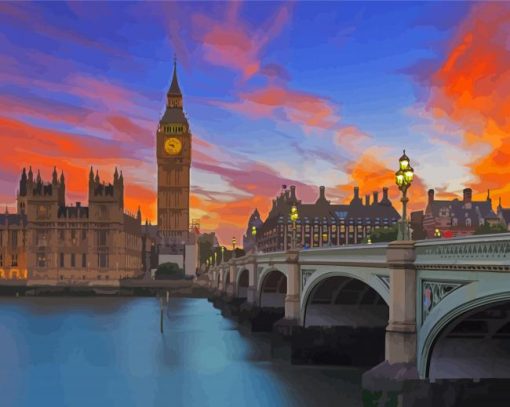 Westminster Bridge At Sunset Paint By Numbers