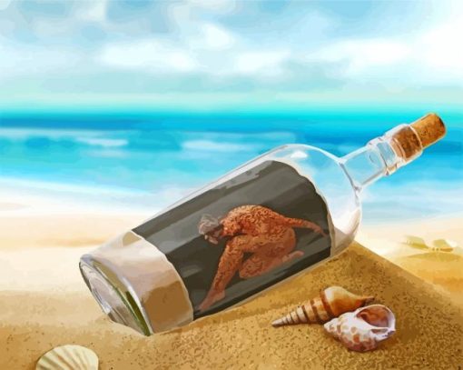 Woman In Bottle By Beach Paint By Numbers