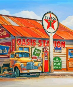Aesthetic Old Gas Station Truck Art Paint By Numbers