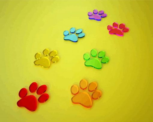 Colorful Dog Footprints Paint By Numbers