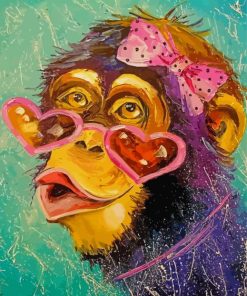 Girl Monkey With Glasses Paint By Numbers