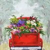 Red Truck With Flowers Paint By Numbers